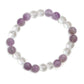 Clear Quartz and Amethyst White and Grey Beads Elastic Bracelet - Ruby Raang | Swadesiicart