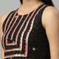 Ahalyaa Womens Black Crepe Printed Kurta Palazzo Set | Swadesiicart