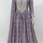 Lorenvalley Fashion Lavender Chinon Embroidery With Sequince Work Gown Stitched | Swadesiicart