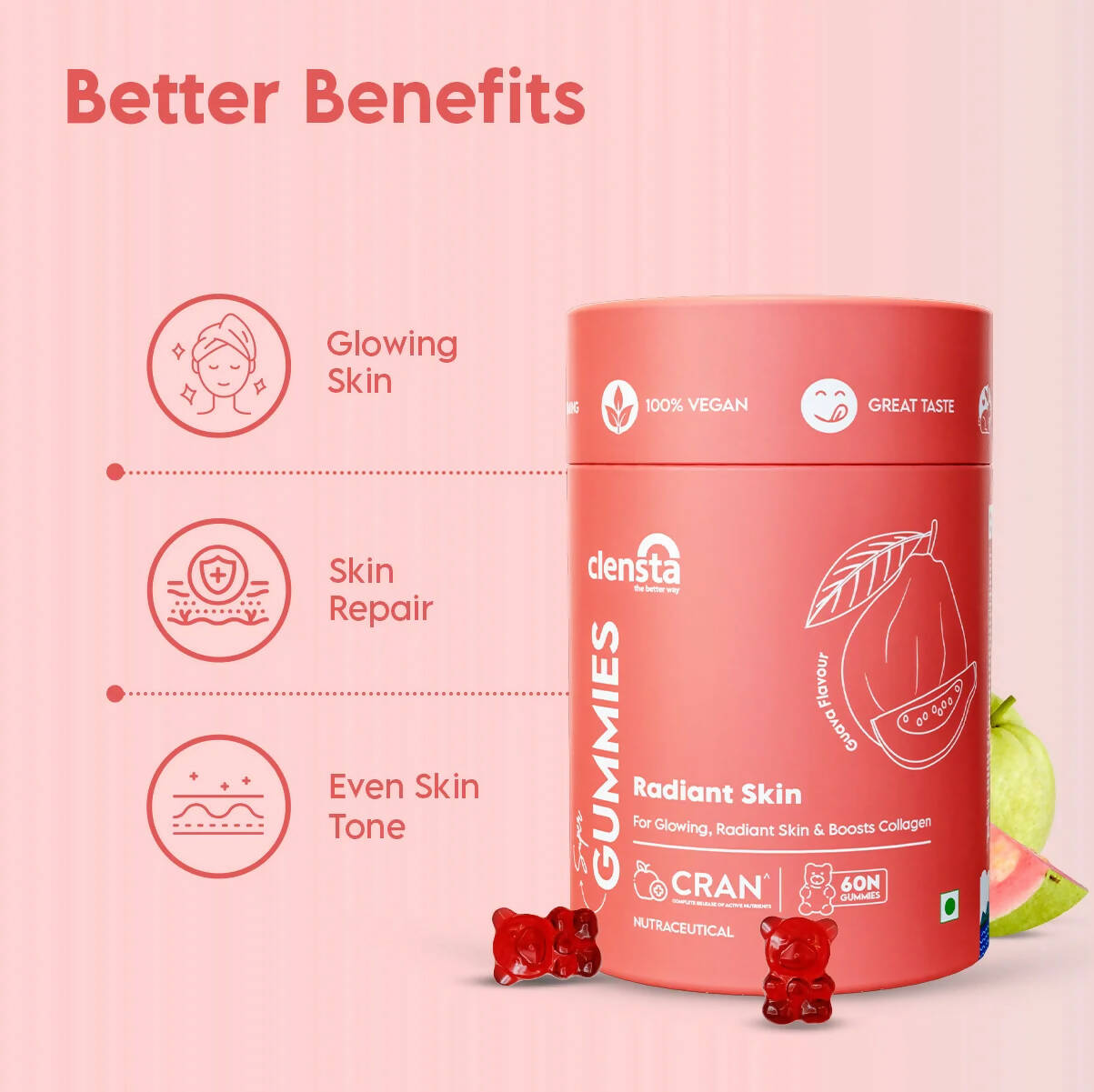 Clensta Radiant Skin Super Gummies - Swadesiicart