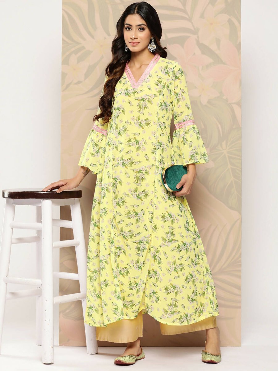 Ahalyaa Women's Traditional wear Kurta - Yellow | Swadesiicart