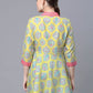 Ahalyaa Women Cotton Blend Lemon Yellow Digital Printed Tunic | Swadesiicart