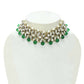 Mominos Fashion Johar Kamal Gold-Polished Rani Haar with Green and Off white Pearls Jewellery Set - Swadesiicart