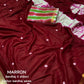 Maroon Chanderi Cotton Block Print Saree with Unstitched Blouse - Hiral Fashion | Swadesiicart