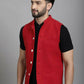 Even Apparels Nehru Jacket With Welt Pockets - Red | Swadesiicart