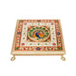Golden Peacock Gold-Toned & Red Handcrafted Minakari Peacock Design Wooden Chowki | Swadesiicart