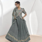 Lorenvalley Fashion Grey Faux Georgette Embroidery with Sequince Work Salwar Lehenga Stitched | Swadesiicart
