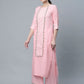 Ahalyaa Women's Baby Pink Pure Cotton Printed Kurta Palazzo Set | Swadesiicart