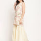 Ahalyaa Women's Beige Crepe Digital Floral Print Kurta Sharara Set with Dupatta | Swadesiicart
