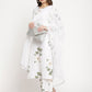Ahalyaa Women's White Crepe Digital Print Kurta Palazzo Set With Dupatta | Swadesiicart