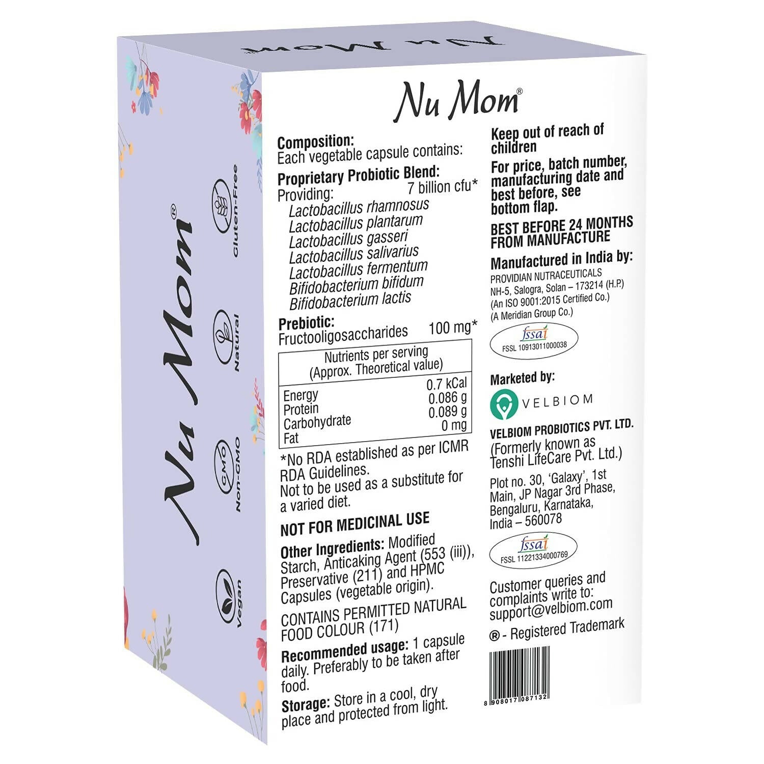 Velbiom Nu Mom Probiotic Health Capsules For Women - Swadesiicart