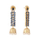 Nuyug 22K Gold-Plated Blue Onyx & Pearl Studded Dome Shaped Jhumkas | Swadesiicart