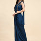 Blue Polyester Solid Ready to Wear Saree with stitched Blouse - Nita | Swadesiicart