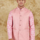 Bluesaanchi Men's Jacquard Pink Waistcoat | Swadesiicart