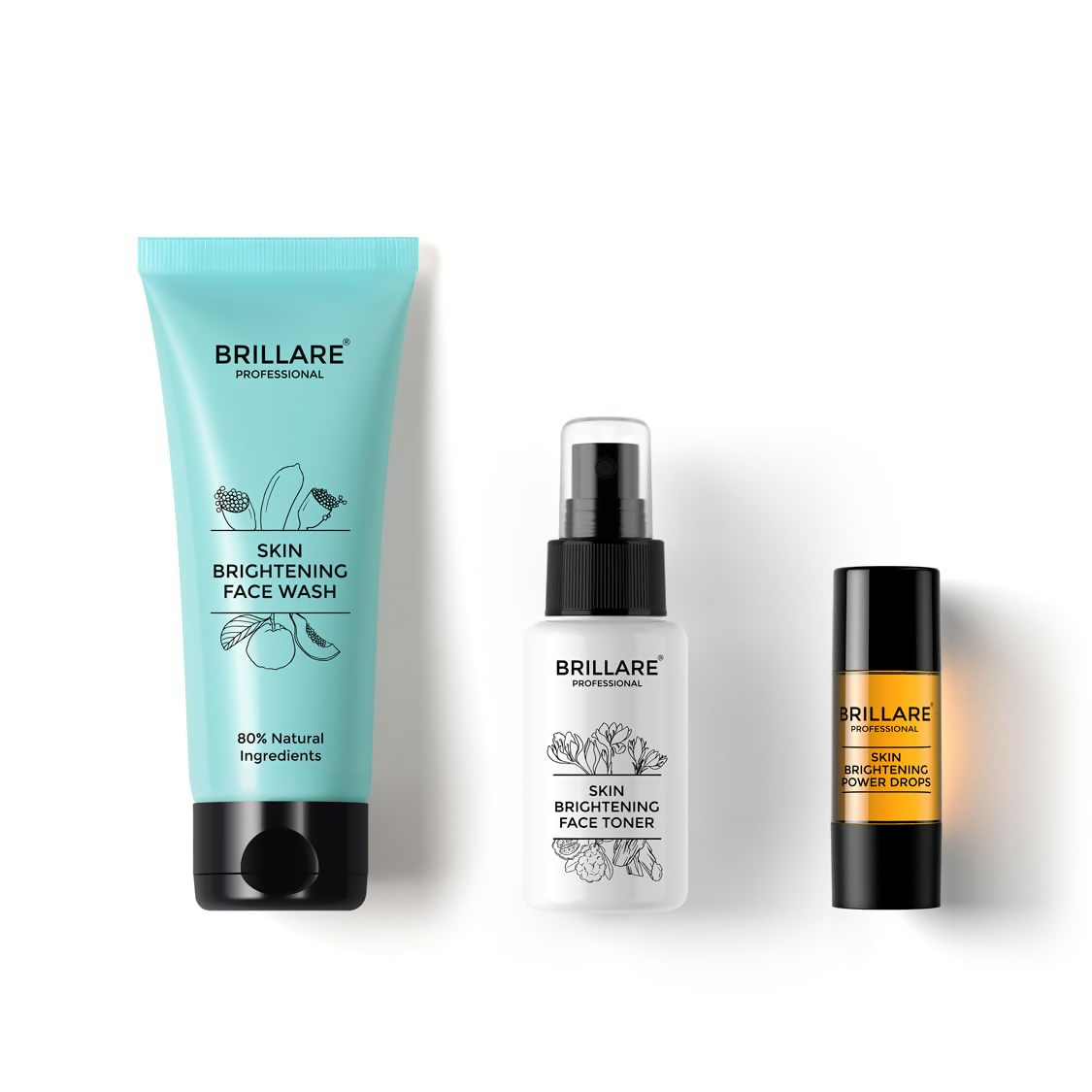 Brillare Skin Brightening Natural Face Wash Toner and Face Serum Combo