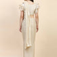 Beige Silk Satin Sequence Work Ready to Wear Saree with stitched Blouse - Nirvana | Swadesiicart