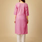 Jyoti Fashion Women's Pink Cotton Blend Embroidered Kurta Pant Set | Swadesiicart