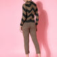 Women Black Acrylic Stripe & Solid Winter Co-Ord Set - Wool Trees - Swadesiicart