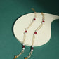 Gold-Polished Pink White Pearl Beaded Anklets Set Of 2 - Ruby Raang | Swadesiicart