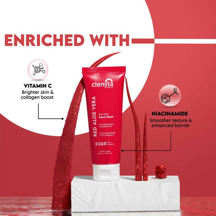 Clensta Red Aloe Vera Skin Glow Face Wash - Swadesiicart