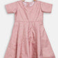 Ahalyaa Pink Poly Silk Gold Print Girl's Kids Dress For Girls | Swadesiicart