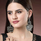 NVR Women's Silver-Plated Oxidised Contemporary Drop Earrings | Swadesiicart