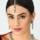 Mominos Fashion Johar Kamal Silver-Plated American Diamond Green Choker Set | Swadesiicart