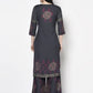 Aniyah Rayon Dark Grey Color Block Print Straight Kurta (AN-203K) - Swadesiicart
