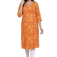Miravan Womens Yellow Bandhani Printed Straight Kurti - Swadesiicart