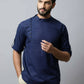 Even Apparels Navy blue Color Viscose Pure Cotton Men's Kurta With Side Placket (SLD1190) | Swadesiicart