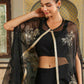 Janasya Black Georgette Solid Top Bottom Cape | Swadesiicart