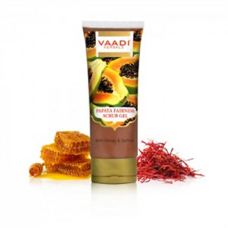 Vaadi Herbals Papaya Fairness Scrub Gel with Honey and Saffron - Limited Time Offer - Swadesiicart