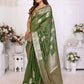 Aastha Fashion Mehndi Soft Organza Silk Weaving Saree