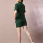 Myshka Women's Green Solid Shirt Collar Party Shirt With Shorts Co-ord set - Swadesiicart