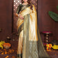 Aastha Fashion Cream Tissue Silk Woven Saree