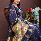 Lorenvalley Fashion Navyblue Soft Paithani Silk Woven Design Gold Zari Meenakari Weaving Saree - Swadesiicart
