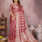 Aastha Fashion Dark Pink Soft Organza Silk Weaving Saree