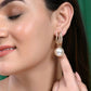 VOJ Set Of 2 Korean Drop Earrings - Gold-Polished and Silver Plated With White Pearl - Swadesiicart