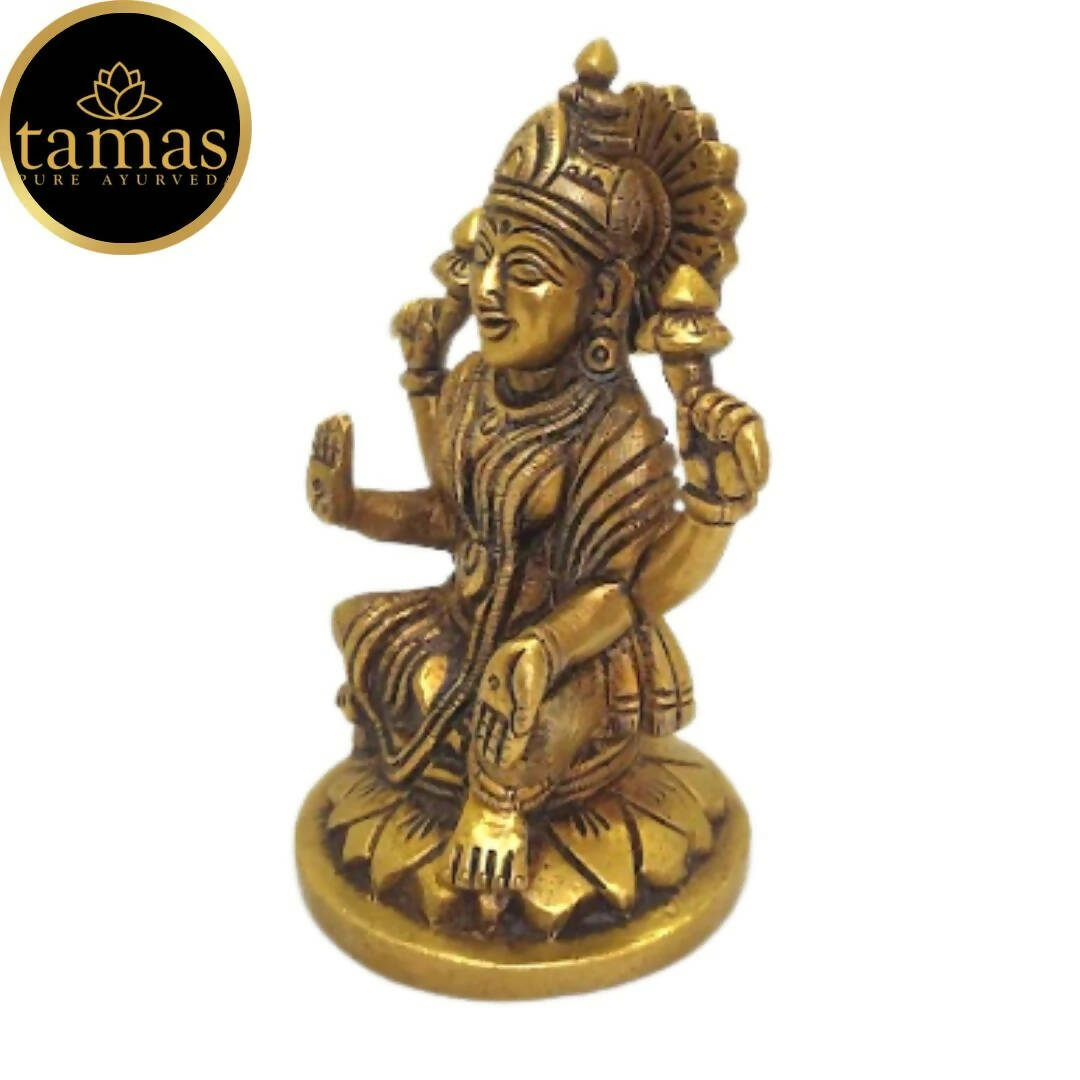 Tamas Brass Ganesh Lakshmi Statue | Golden Finish | Diwali Decor - Swadesiicart