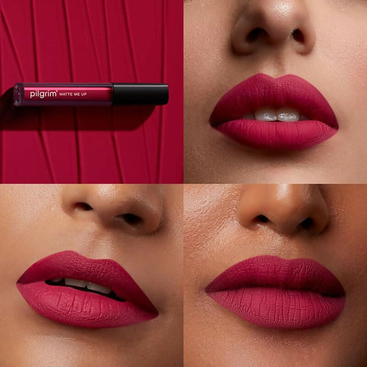 Pilgrim Liquid Matte Lipstick with Hyaluronic Acid - Pink Climax - Swadesiicart