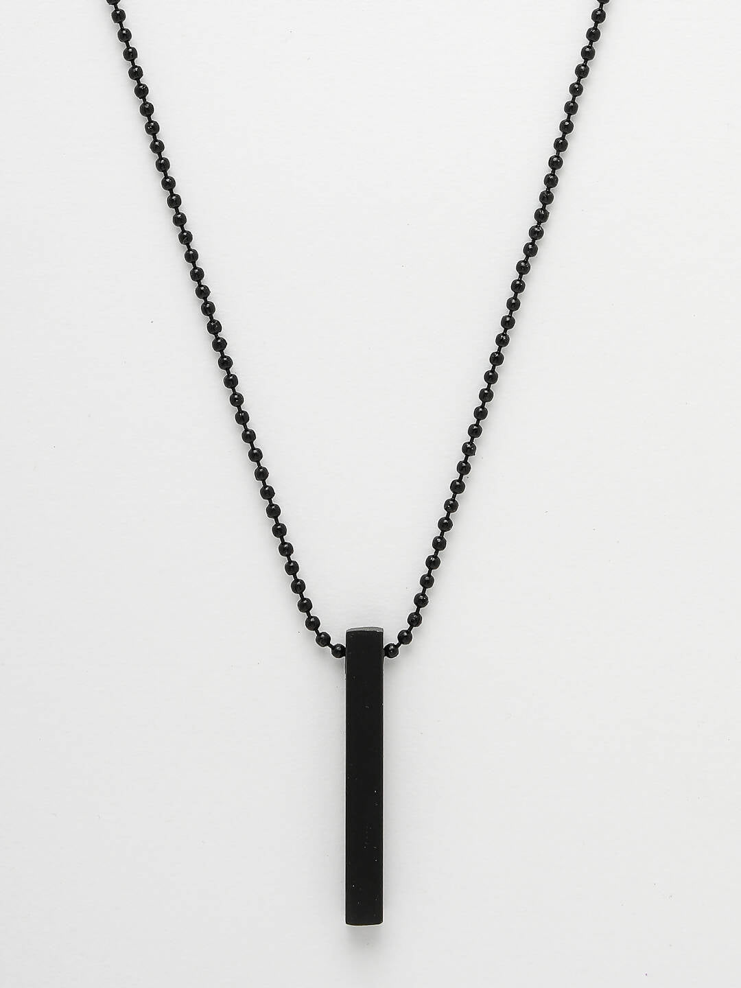NVR Men's Black Rhodium Plated Bar Pendant & Chain - Swadesiicart
