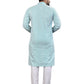 Anaita Light_Blue Lucknowi Work Silk Straight Kurta