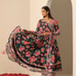 Pomcha Jaipur Black Gul Gulab Anarkali Set | Swadesiicart