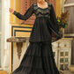 Janasya Black Georgette Sequined Tunic & Bottom | Swadesiicart