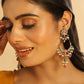 Nuyug 22K Gold Plated Crescent Kundan Drop Pink Stone Chandbali Earrings | Swadesiicart