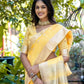 Vishnu Weaves Women's Yellow Pure Cotton Zari Woven Saree with Blouse - Swadesiicart