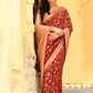 Joban Fashion Red Crepe Chiffon Pure Handloom Banarasi Silk Saree | Swadesiicart