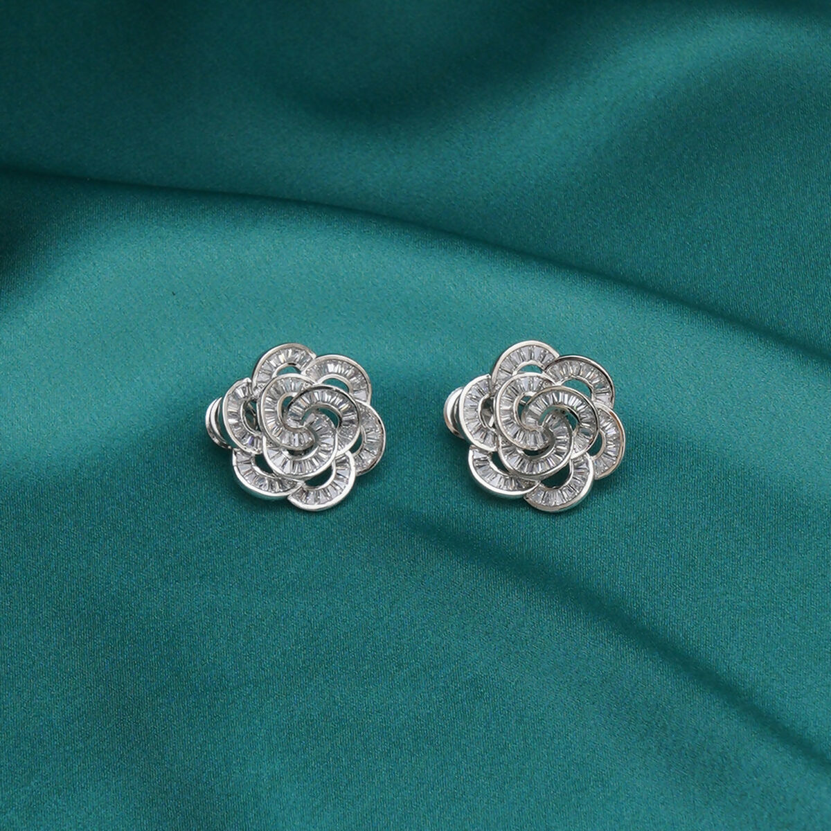 Flower Diamond Earrings- Ruby Raang | Swadesiicart