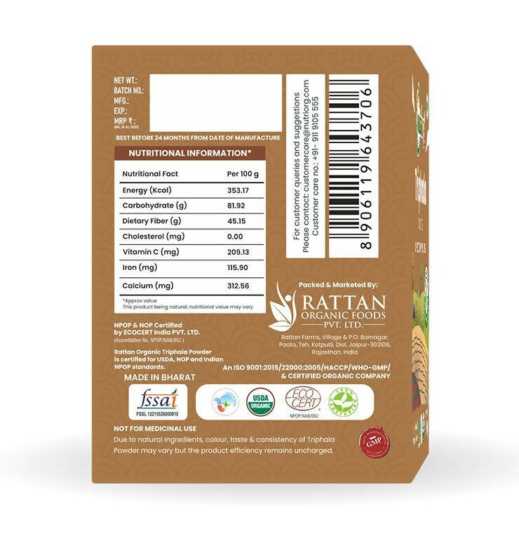 Nutriorg Triphala Powder - Swadesiicart