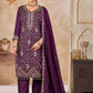 Anaita Purple Vichitra Silk Readymade Suit with Embroidery & Lace Work